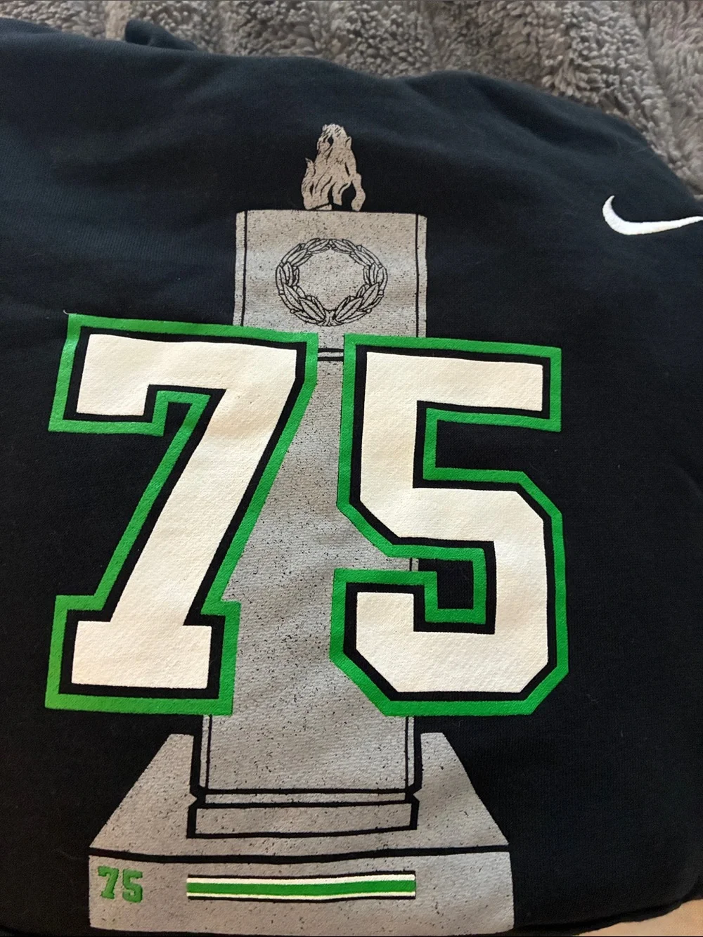 Marshall University Nike Black Hoodie with Green and White '75' Graphic